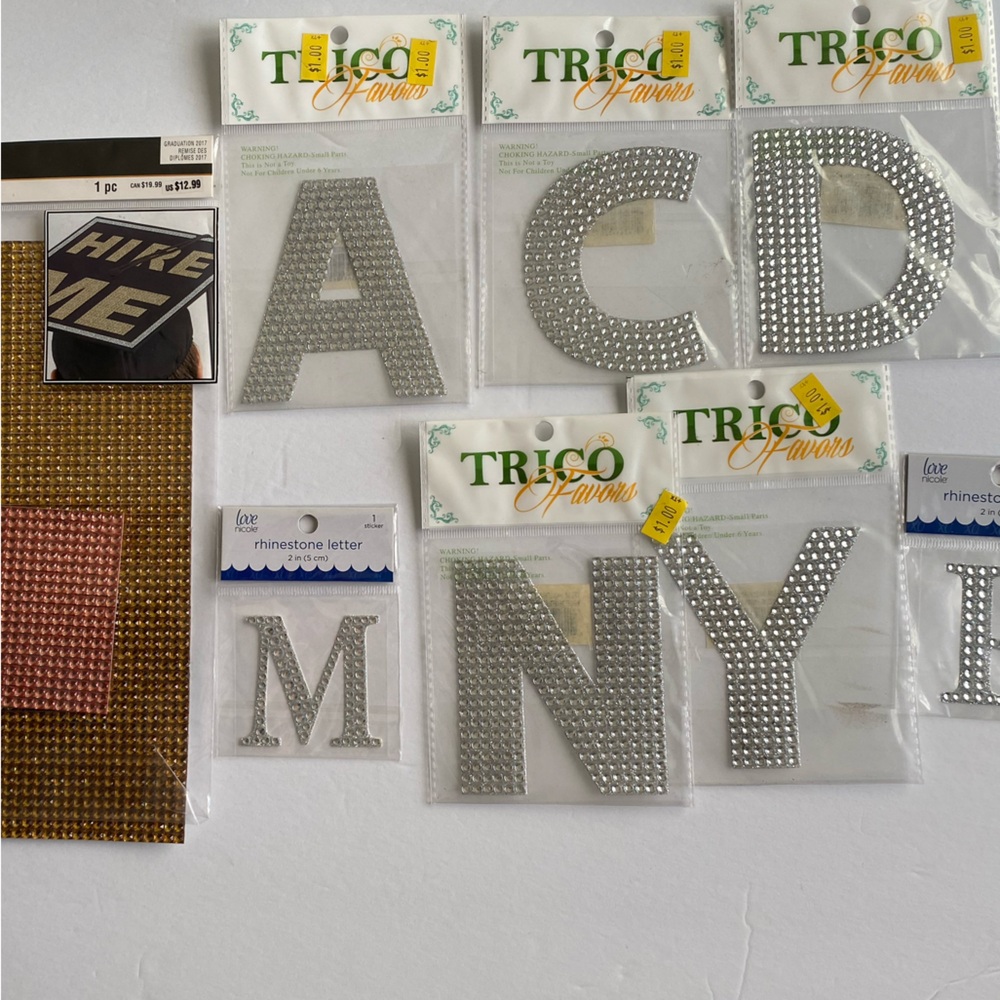 Bling rhinestone sticker lot alpha alphabet crafting scrapbooking card making